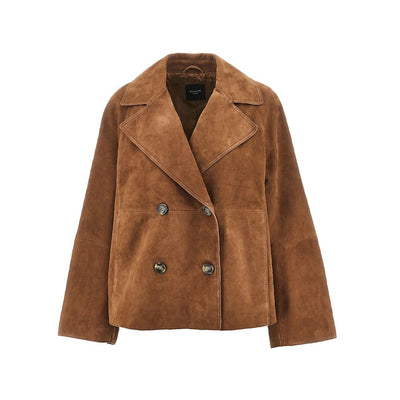 MAX MARA WEEKEND 42 suede leather double-breasted jacket