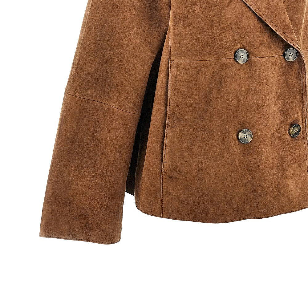 MAX MARA WEEKEND 42 suede leather double-breasted jacket