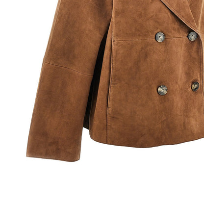 MAX MARA WEEKEND 42 suede leather double-breasted jacket