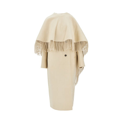 double coat with fringed scarf
