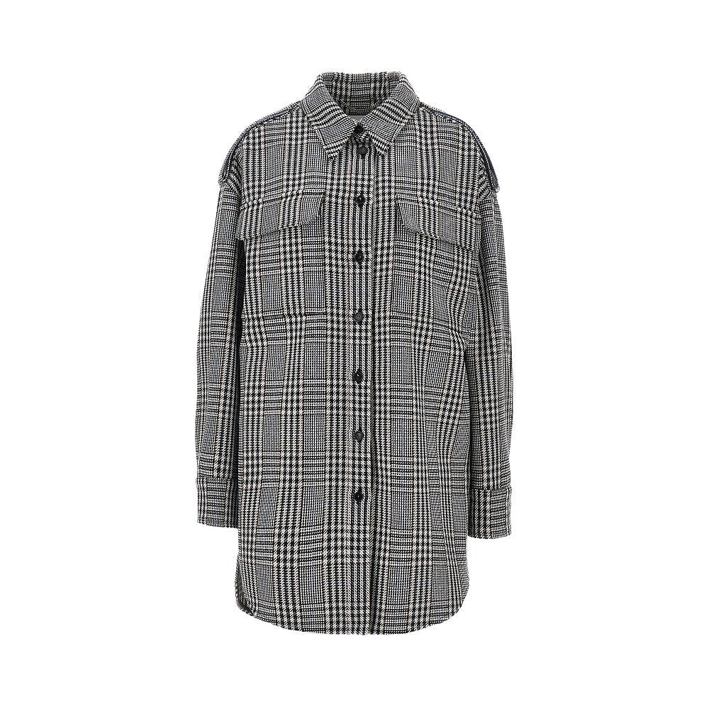 prince of wales wool overshirt
