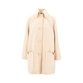 VALENTINO 40 wool drap peacoat with vgold details