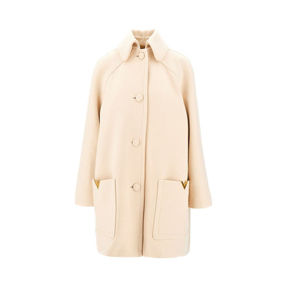 VALENTINO 40 wool drap peacoat with vgold details