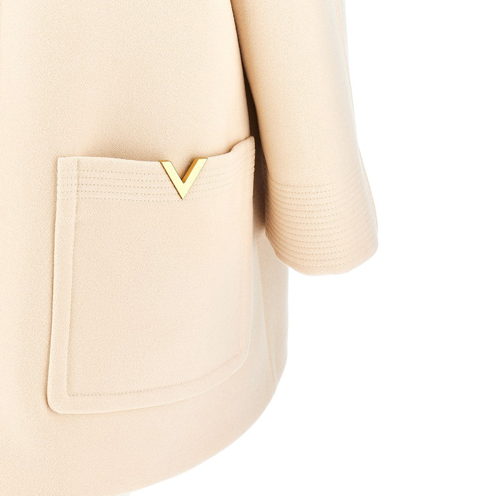 VALENTINO 40 wool drap peacoat with vgold details