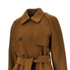 pressed wool long trench coat