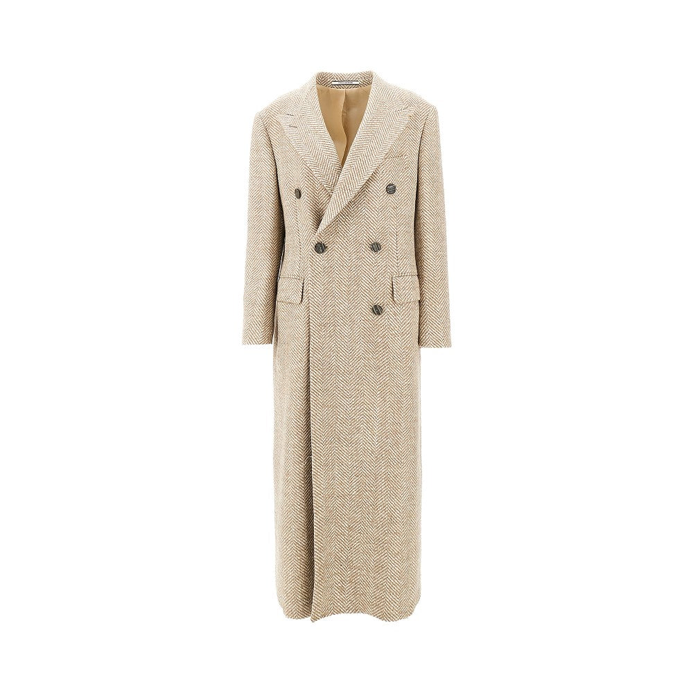 TAGLIATORE 44 herringbone wool-blend long coat
