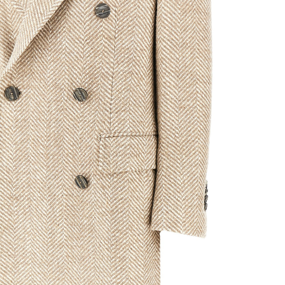 TAGLIATORE 44 herringbone wool-blend long coat