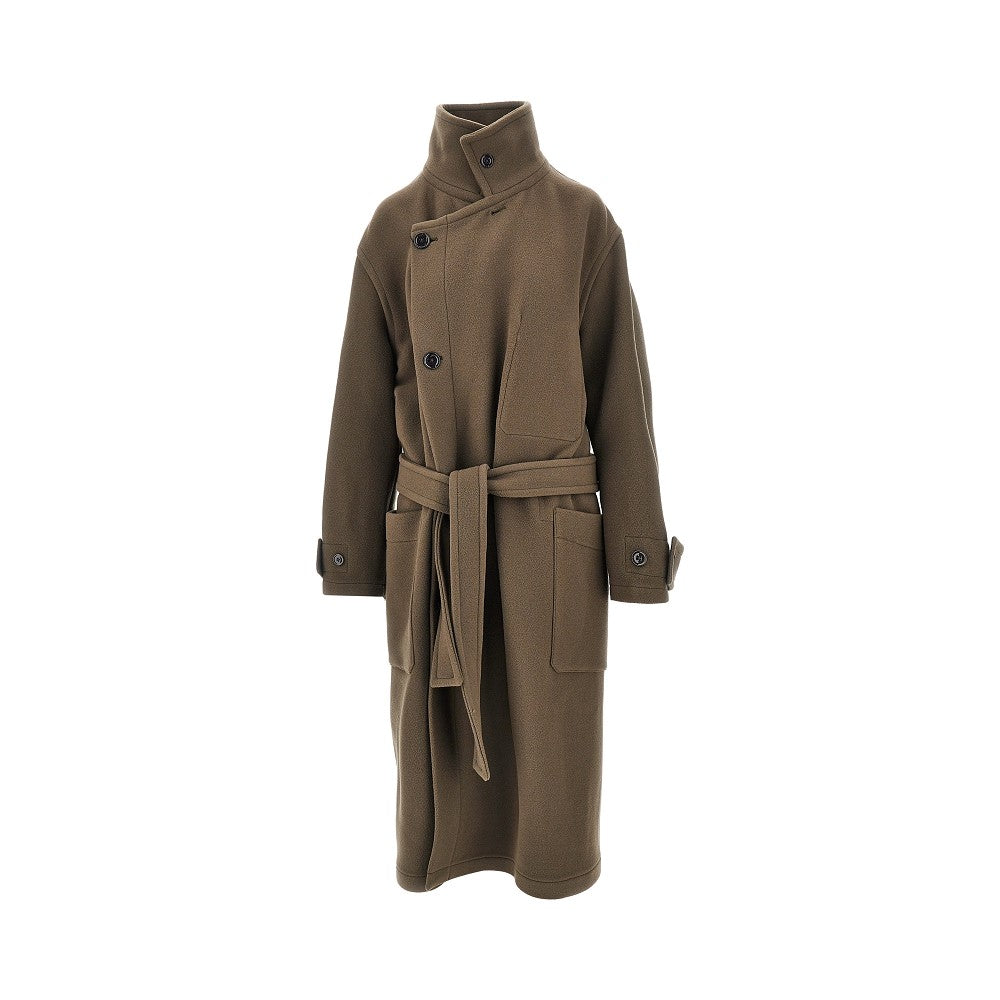 wool belted long coat
