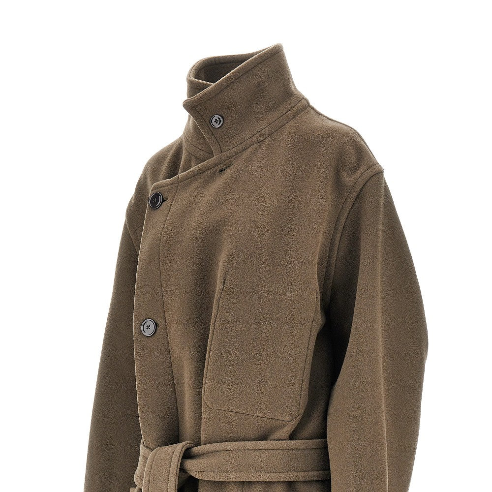wool belted long coat