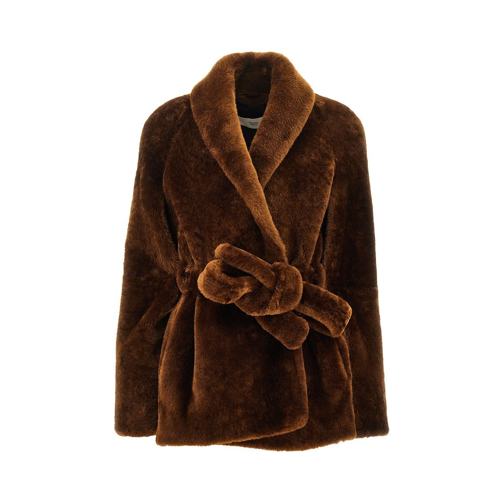 fur belted robe jacket