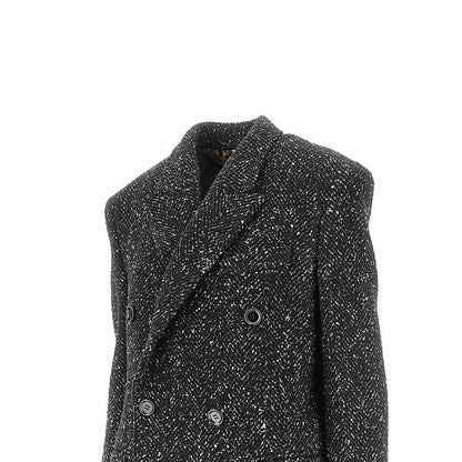DOLCE&amp;GABBANA 42 mouliné wool and silk blend long coat