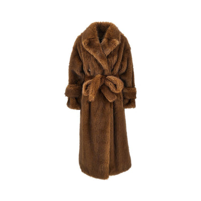 farrah faux fur long trench coat