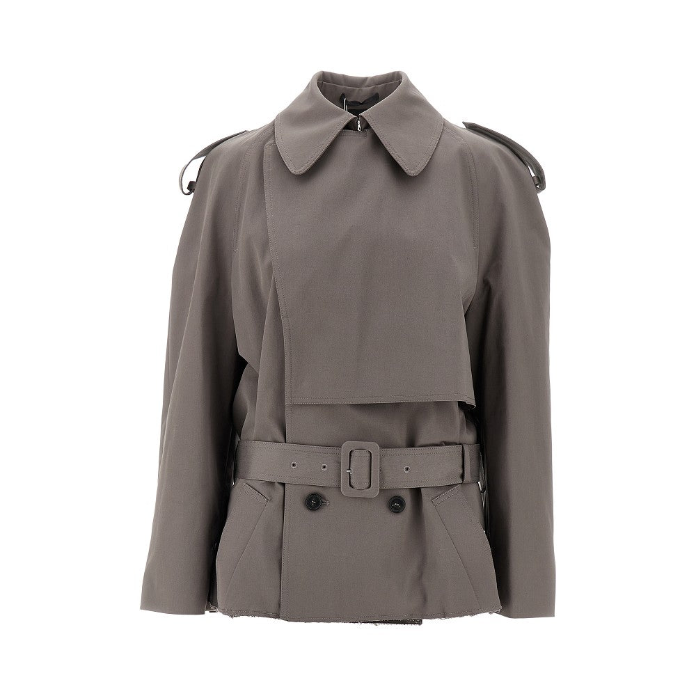 MM6 42 short trench coat with raw-cut hem