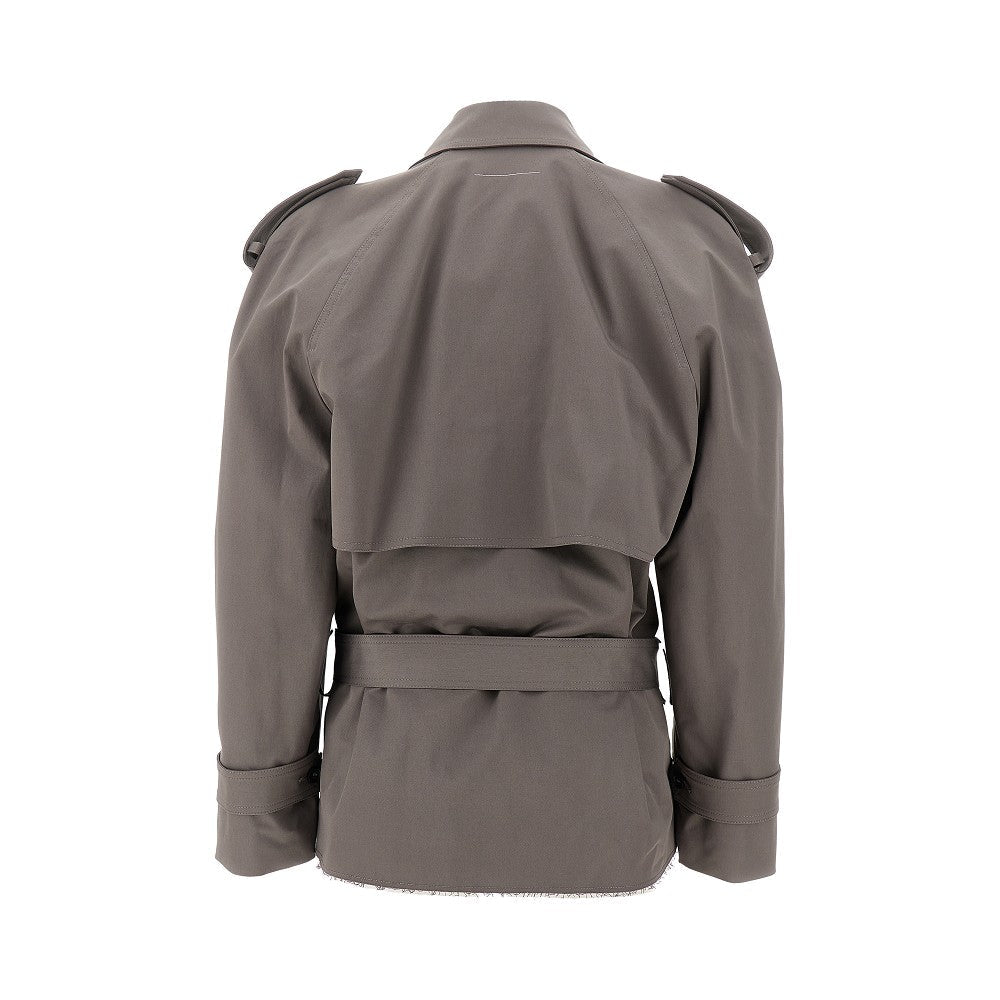MM6 42 short trench coat with raw-cut hem