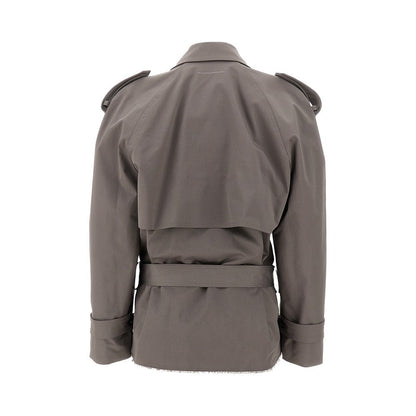 MM6 42 short trench coat with raw-cut hem