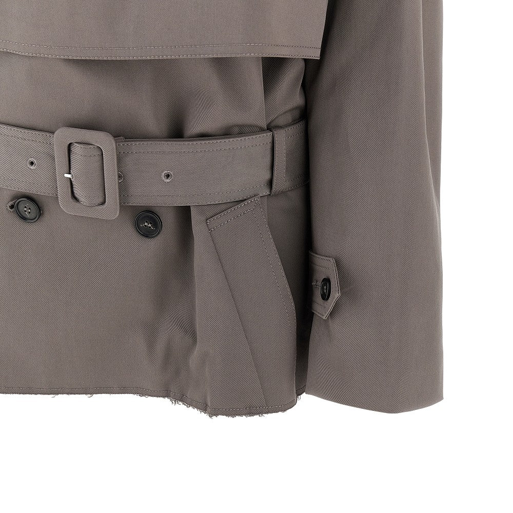 MM6 42 short trench coat with raw-cut hem