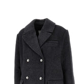GANNI S-M wool-blend oversized double-breasted peacoat
