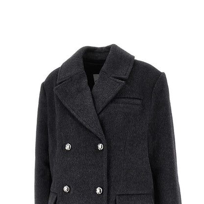 GANNI S-M wool-blend oversized double-breasted peacoat