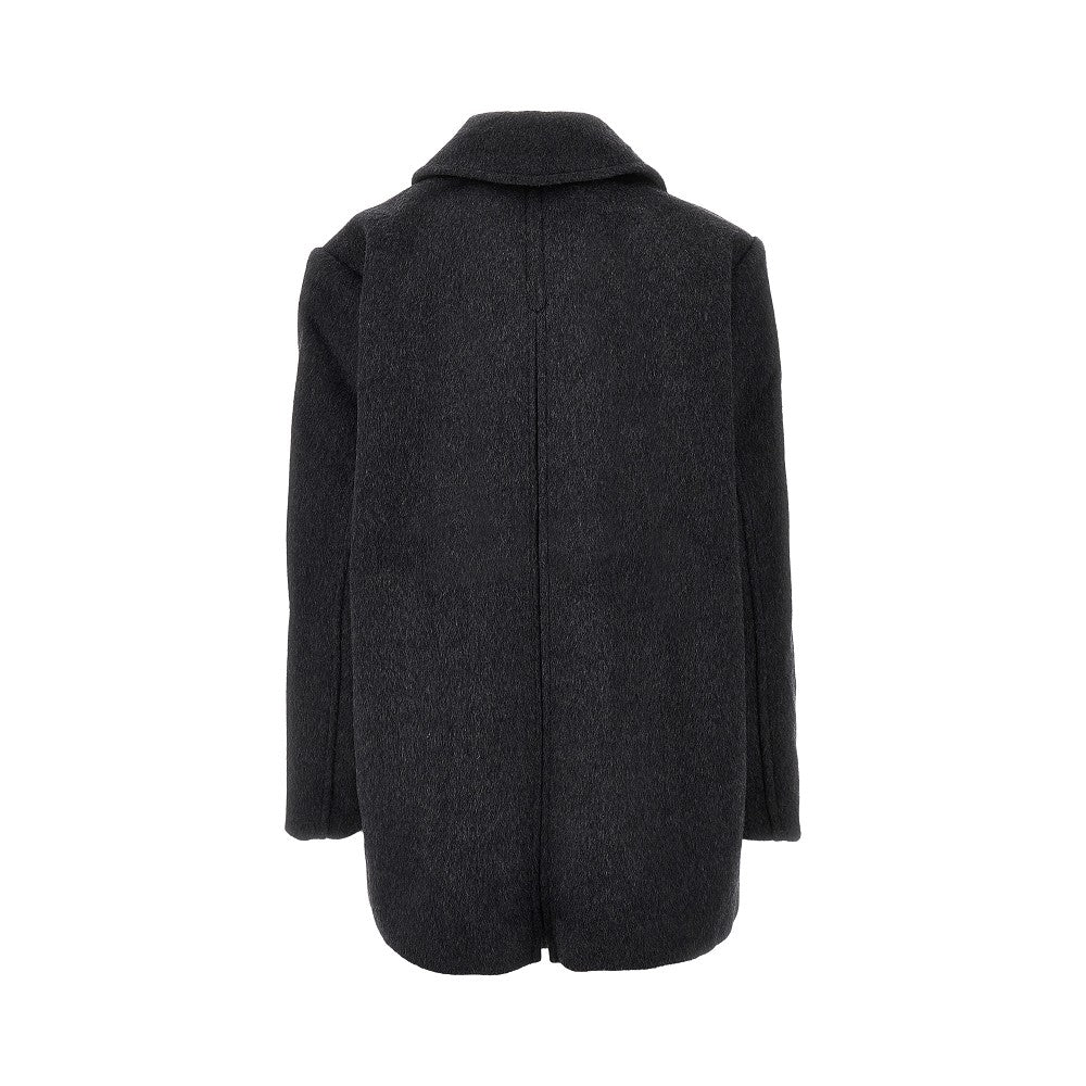 GANNI S-M wool-blend oversized double-breasted peacoat