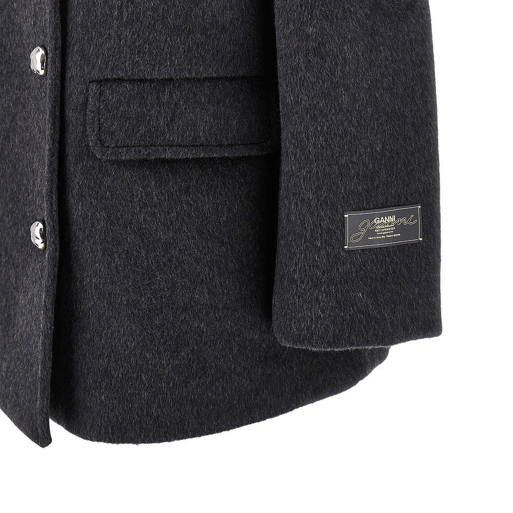 GANNI S-M wool-blend oversized double-breasted peacoat