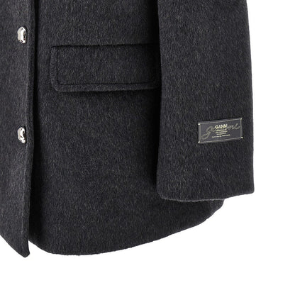 GANNI S-M wool-blend oversized double-breasted peacoat
