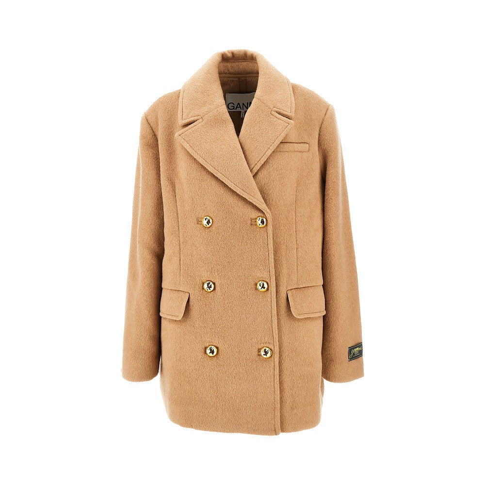 GANNI XXSXS wool-blend oversized double-breasted peacoat