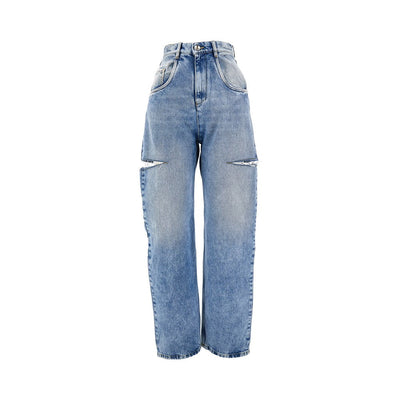 high-rise jeans with side rips