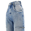 high-rise jeans with side rips