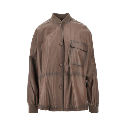 EMPORIO ARMANI 40 nappa leather oversized blouson jacket