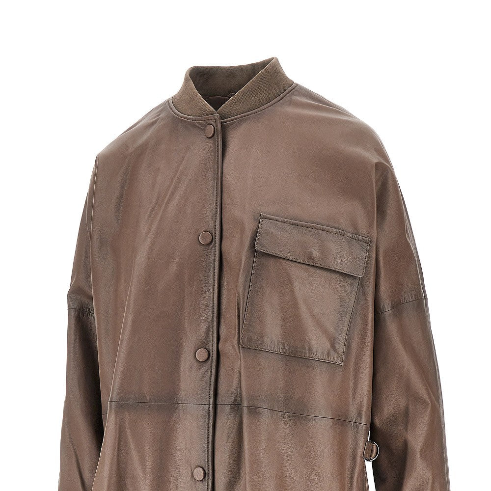 EMPORIO ARMANI 40 nappa leather oversized blouson jacket