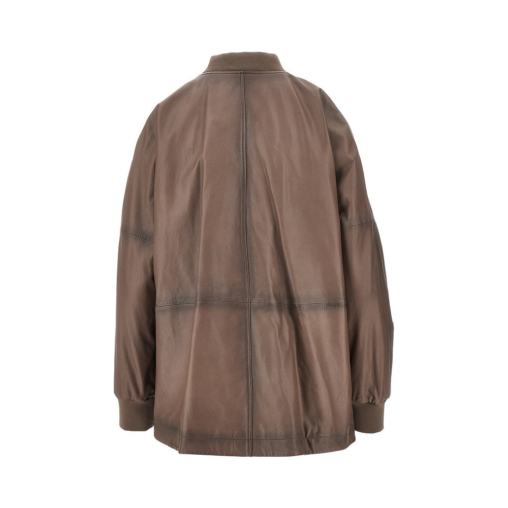EMPORIO ARMANI 40 nappa leather oversized blouson jacket