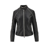 EMPORIO ARMANI 44 nappa leather jacket with contrasting piping