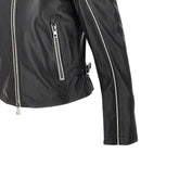 EMPORIO ARMANI 44 nappa leather jacket with contrasting piping