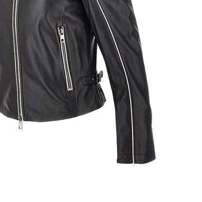 EMPORIO ARMANI 44 nappa leather jacket with contrasting piping