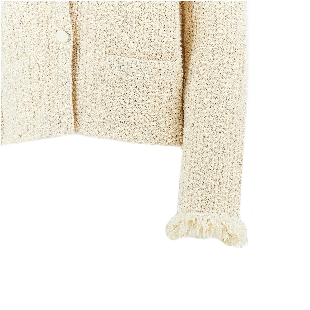 EMPORIO ARMANI 42 raffia effect crochet knit jacket
