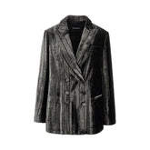 EMPORIO ARMANI 40 pinstriped velvet double-breasted jacket