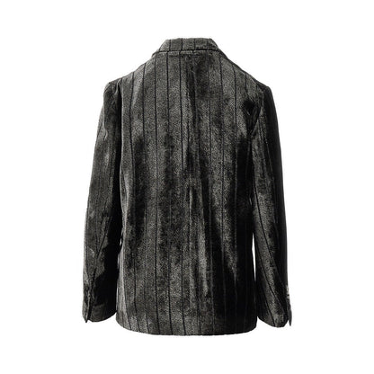 EMPORIO ARMANI 40 pinstriped velvet double-breasted jacket