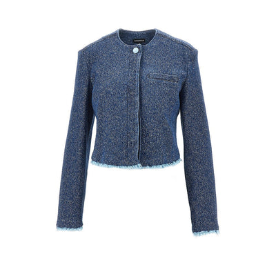 buttoned denim cropped jacket