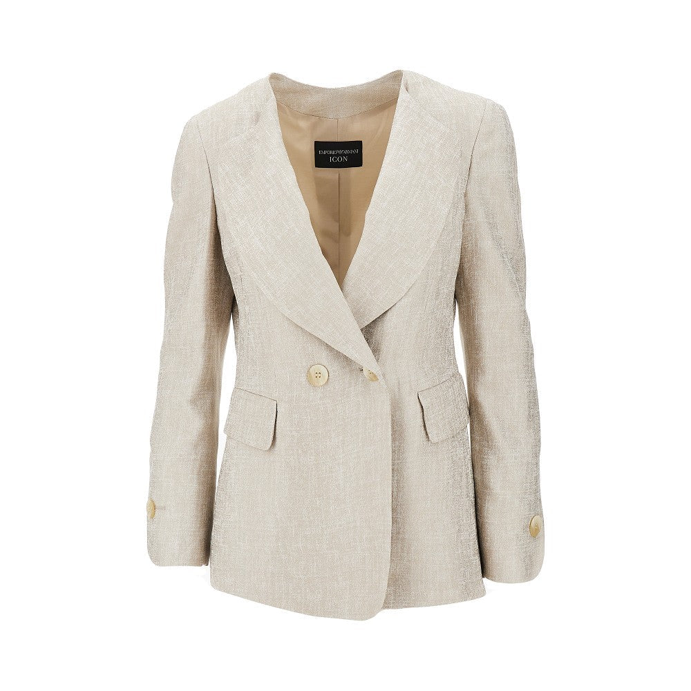 EMPORIO ARMANI 42 icon laminated viscose double-breasted jacket
