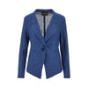 linen-blend chambray single-breasted jacket