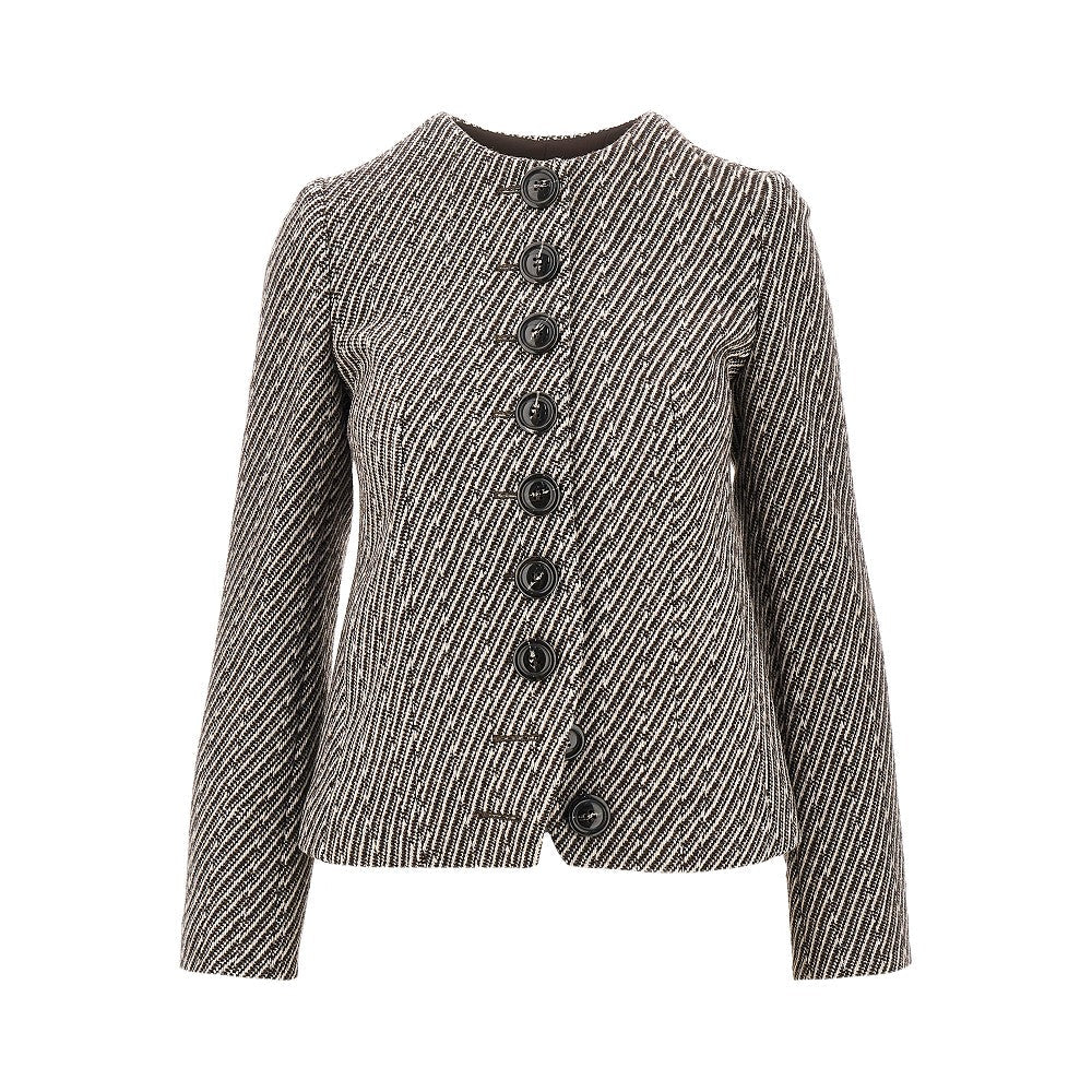 diagonal striped wool-blend jacket