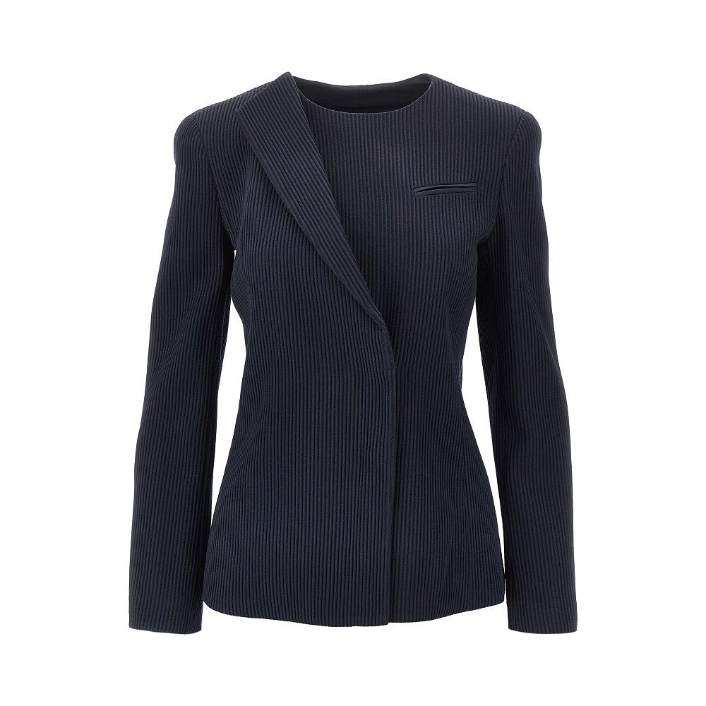 single-breasted canneté wool jacket