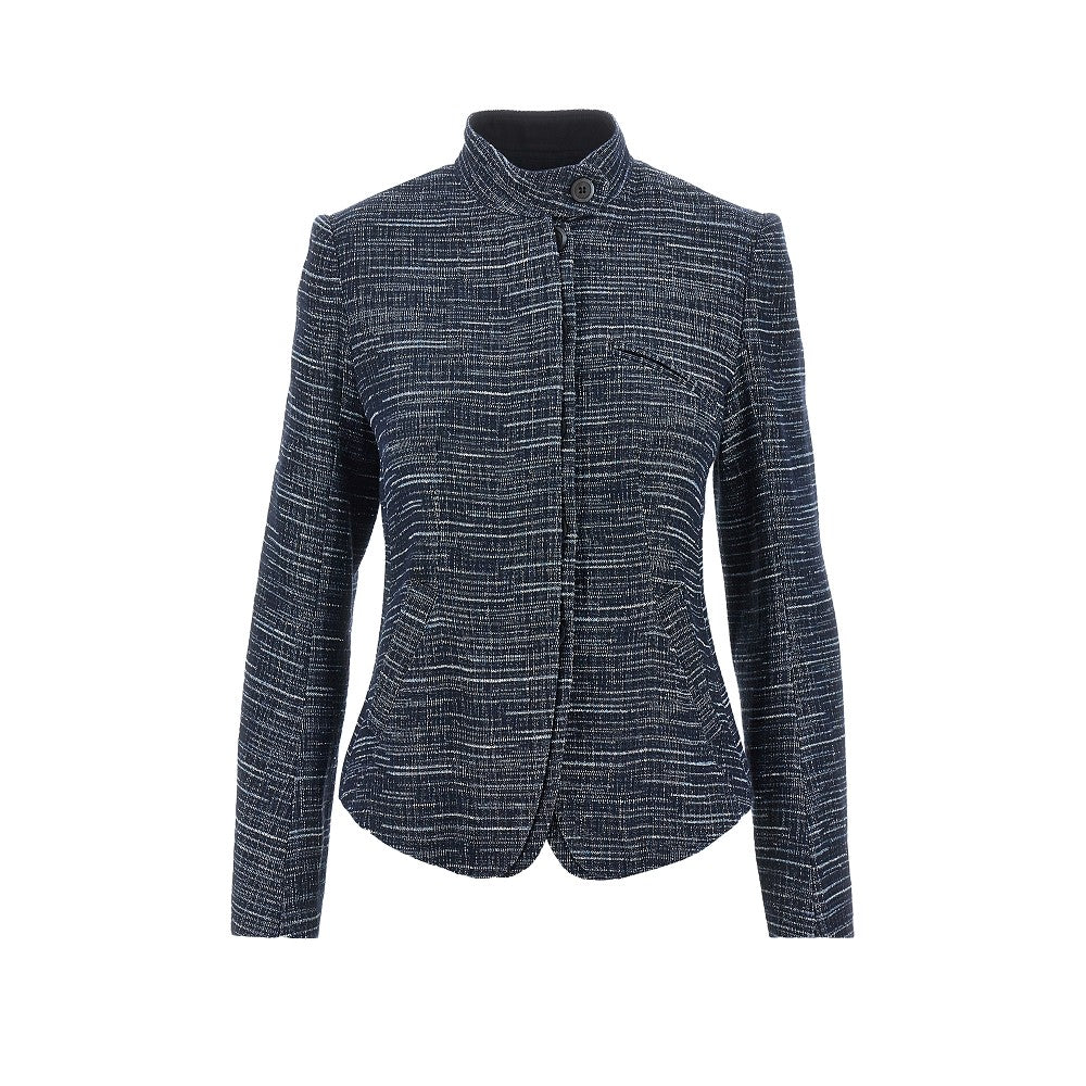 denim-effect tweed jacket