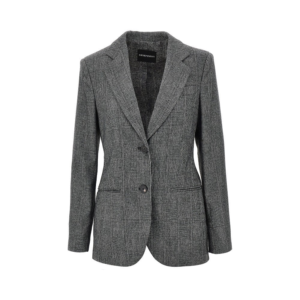 wool-blend single-breasted flannel jacket