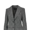 wool-blend single-breasted flannel jacket