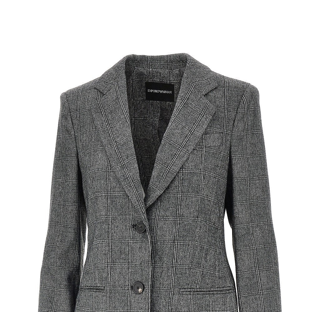 wool-blend single-breasted flannel jacket