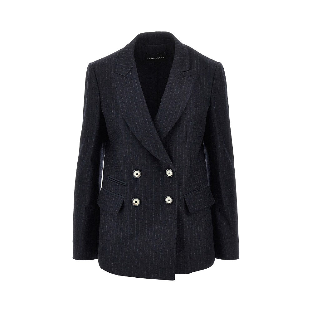 pinstriped wool-blend double-breasted jacket