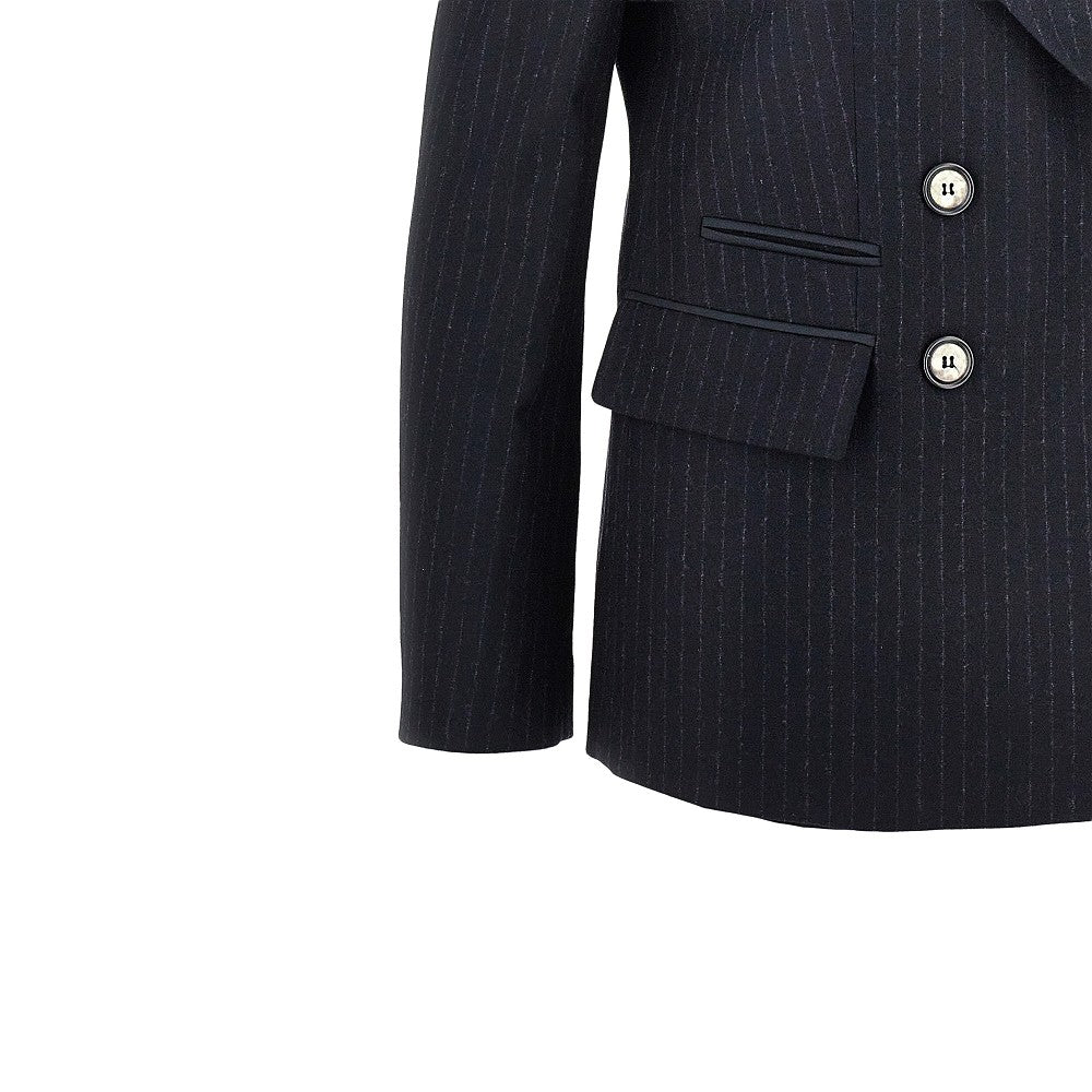 pinstriped wool-blend double-breasted jacket