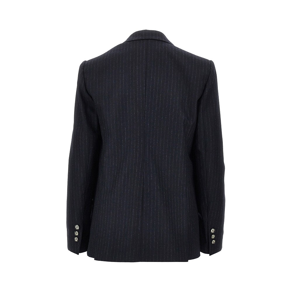 pinstriped wool-blend double-breasted jacket