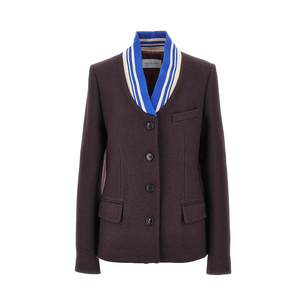 DRIES VAN NOTEN 38 cloth jacket with ribbed collar
